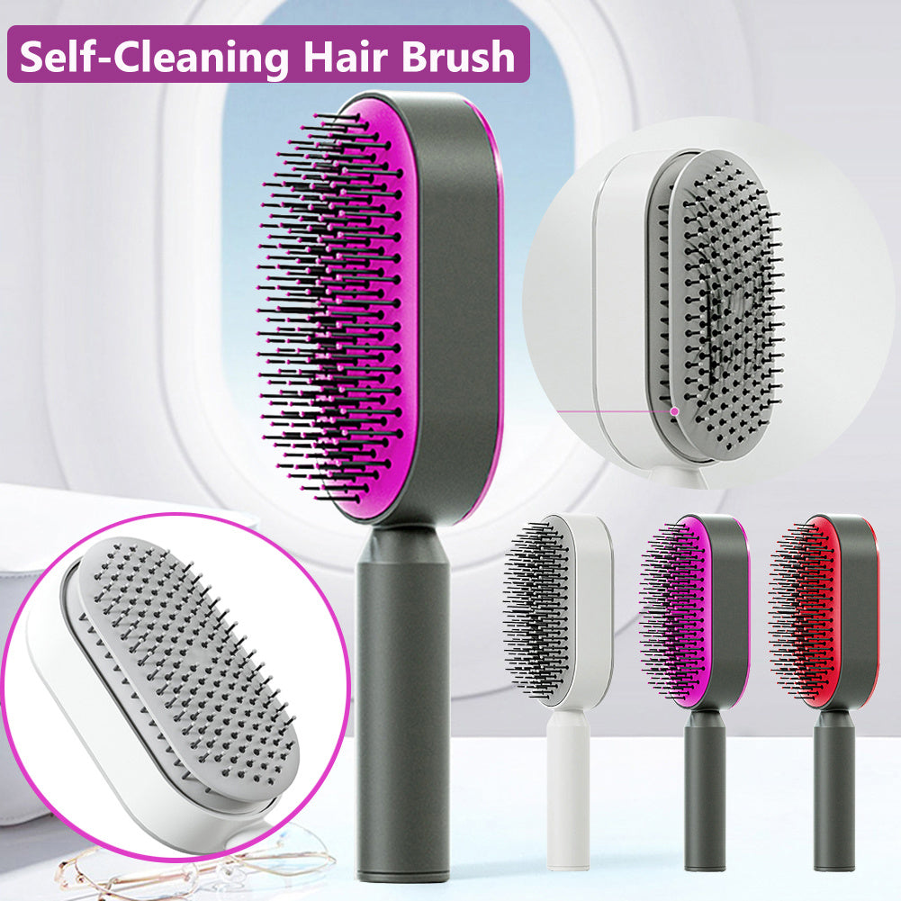 Self-Cleaning Hair Brush – Anti-Static Scalp Massage Comb for Women