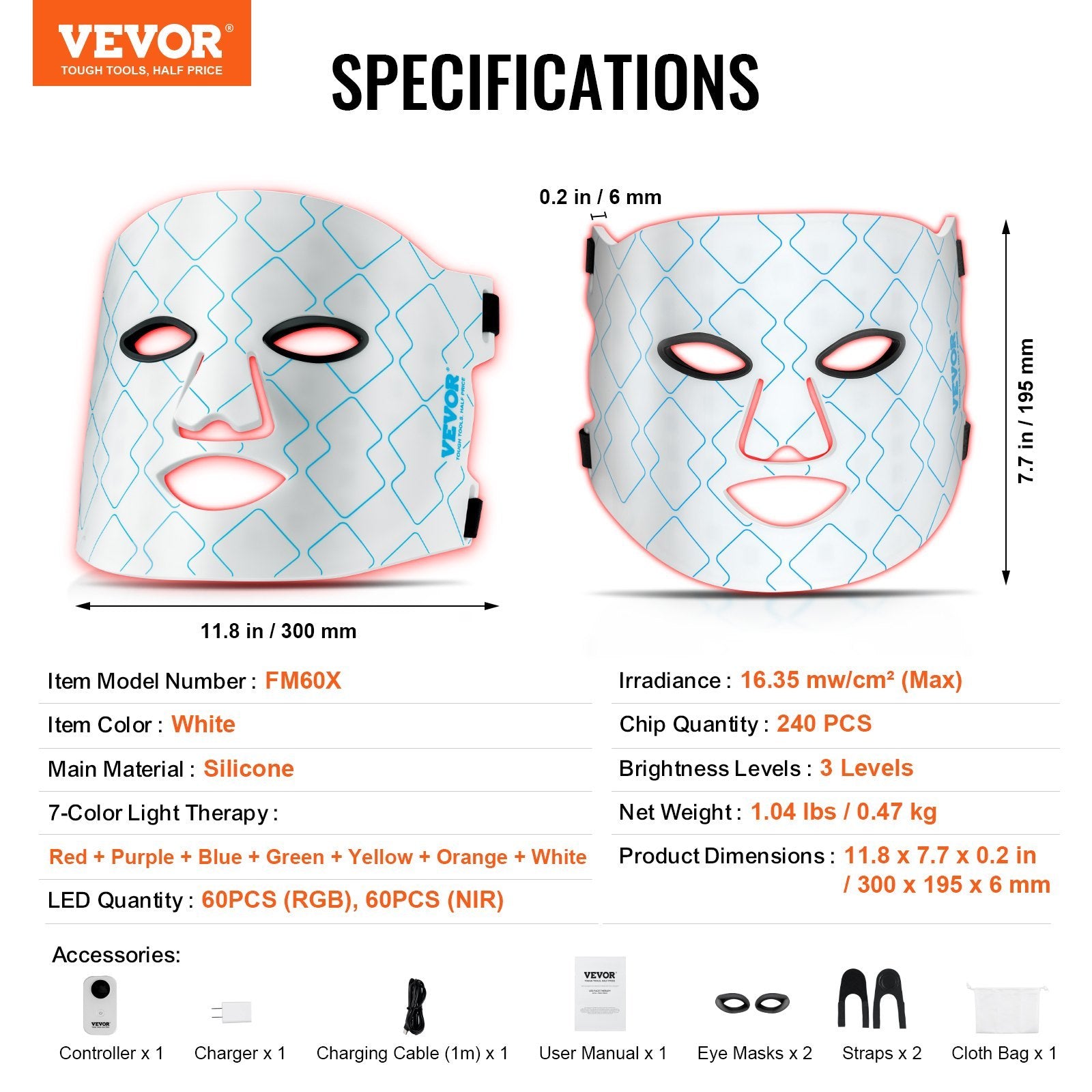 Red Light Therapy Mask 7-Color LED Face Mask Light Therapy