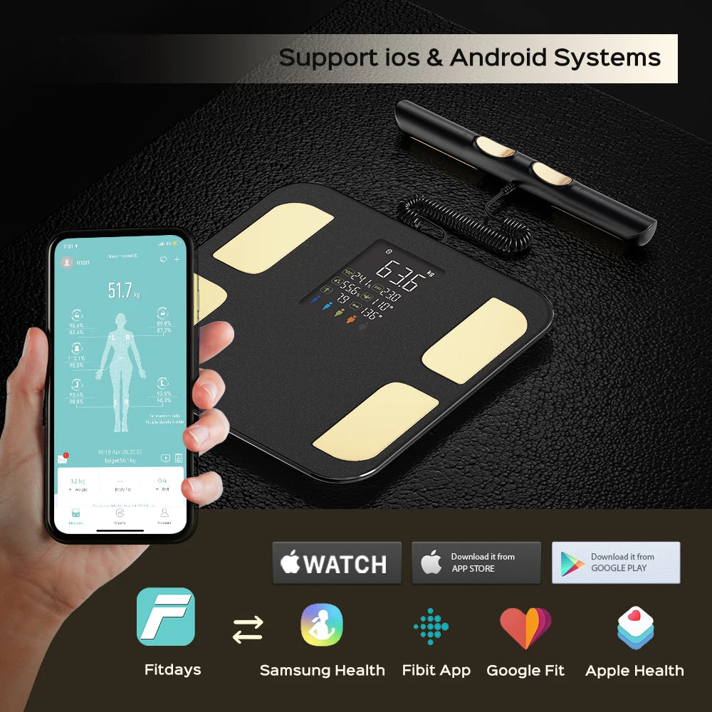 Smart Bioimpedance Scale Smart Body Composition Scale Digital Scale Body Fat Weight Scale Balance Bioimpedance Scale