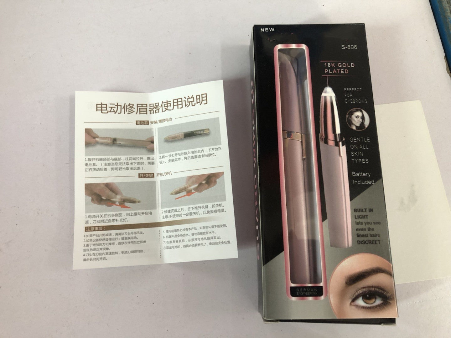 Best Mini Electric Eyebrow Trimmer Lipstick Brows Pen Hair Remover Painless Razor Epilator with LED Light
